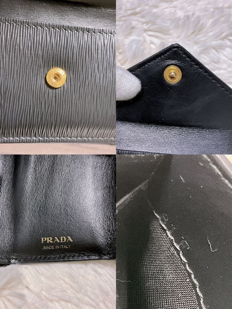 ♡Aa♡PRADA プラダ 三つ折り財布 ヴィッテロムーブ ロゴ レザー