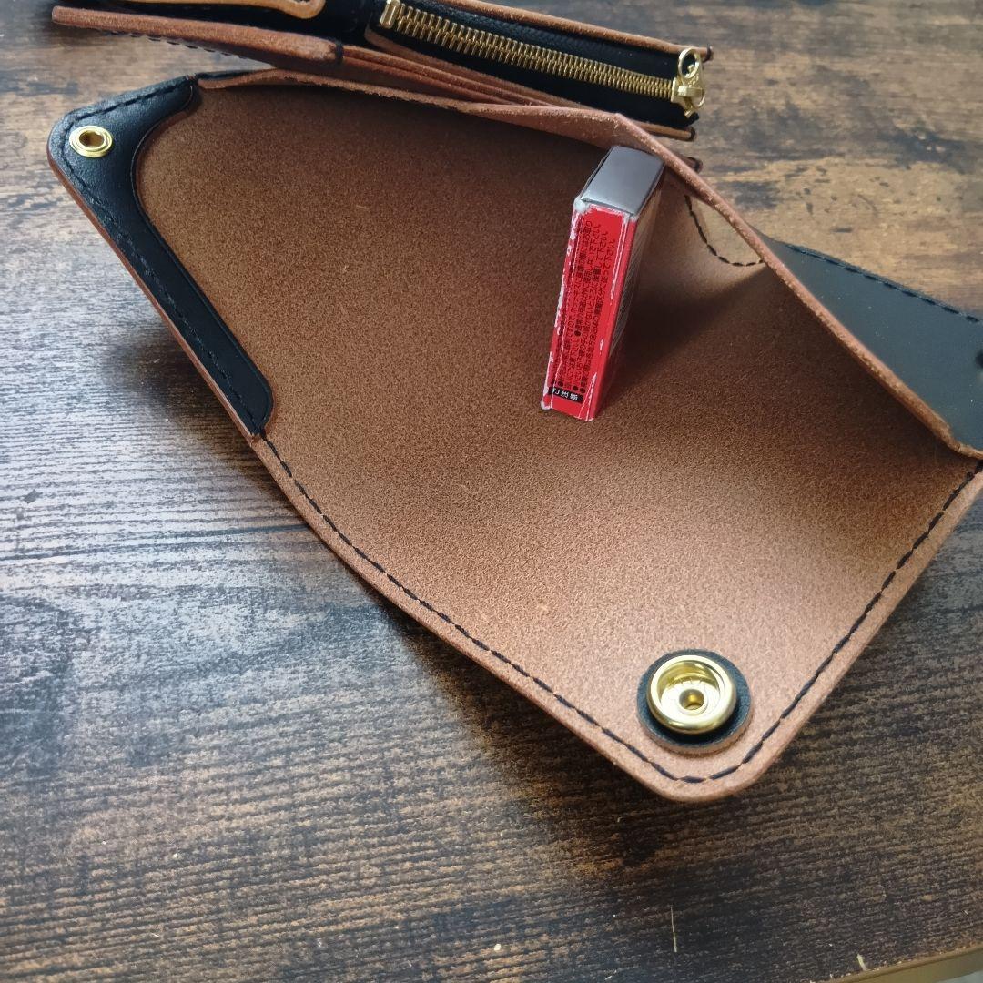 【100%栃木レザー】お札を折らず収納できるミドルトラッカーウォレット