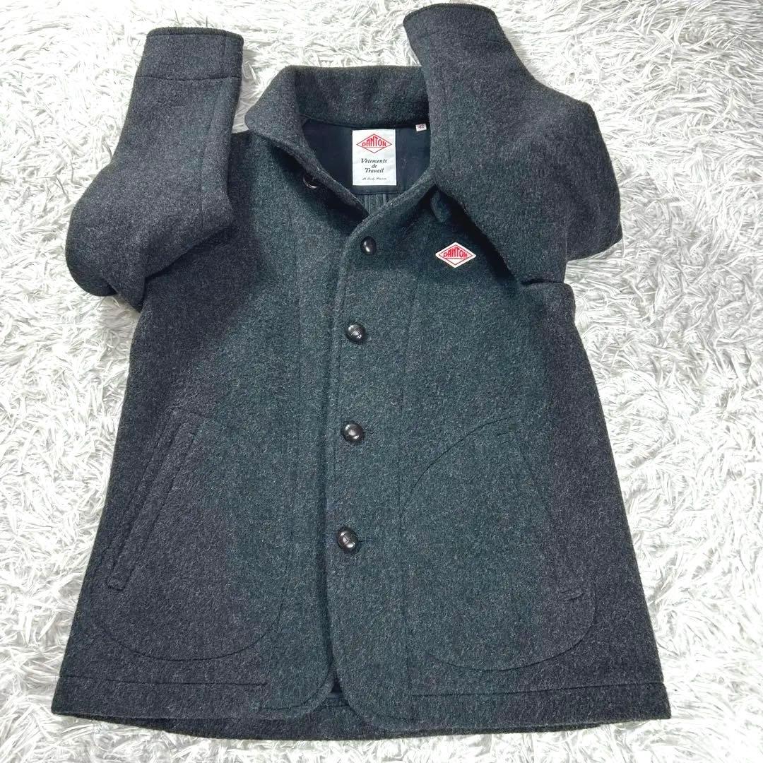 極美品 ダントン XL ウールモッサコート 丸襟 グレー 希少サイズ　42