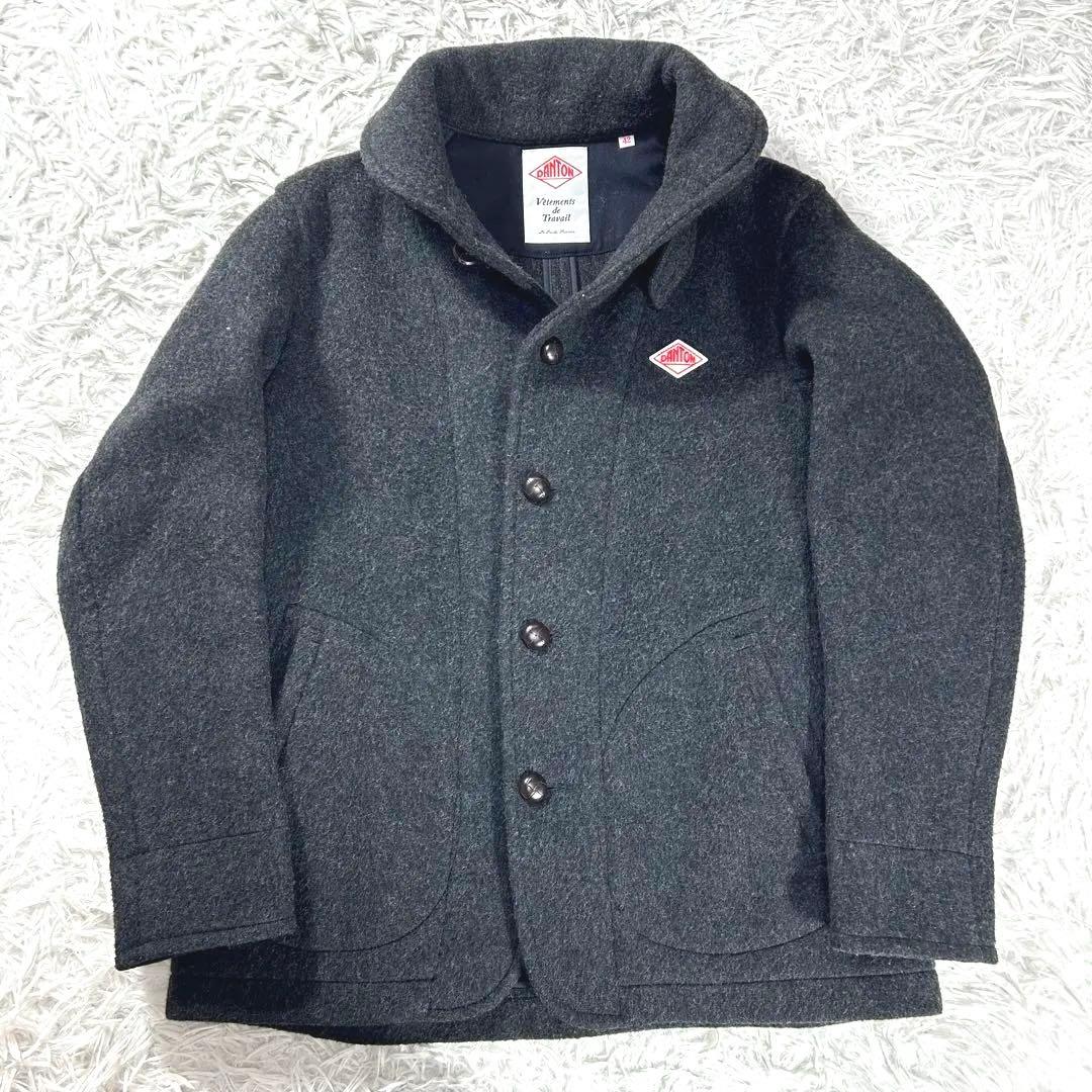極美品 ダントン XL ウールモッサコート 丸襟 グレー 希少サイズ　42