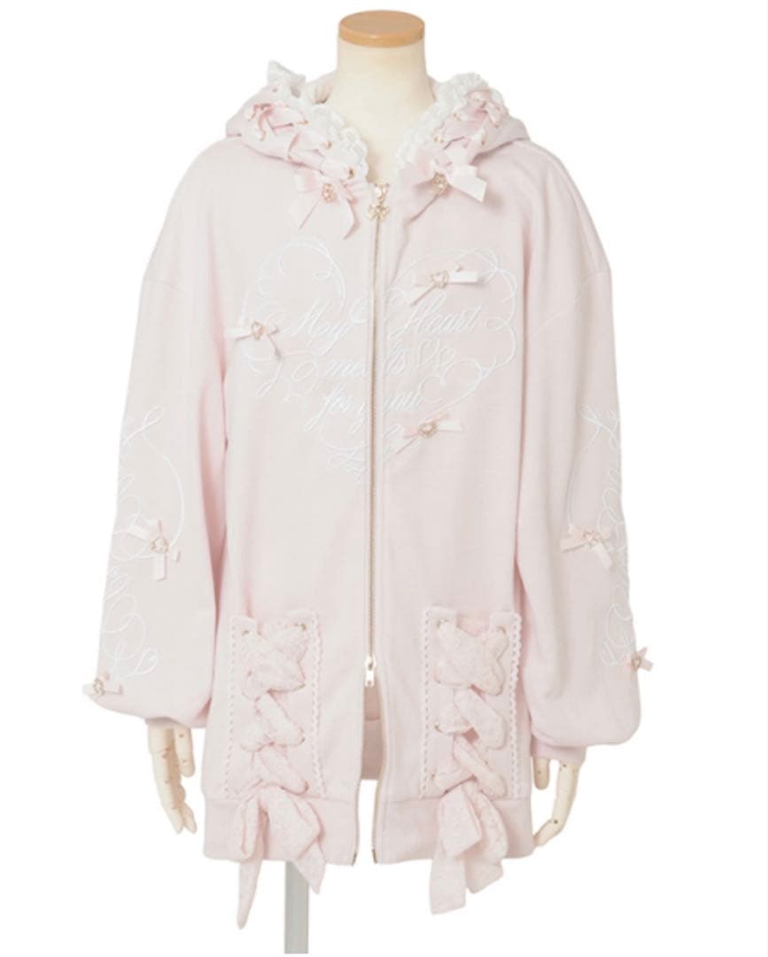 リズリサ　LIZ LISA リボンフリルパーカーピンク