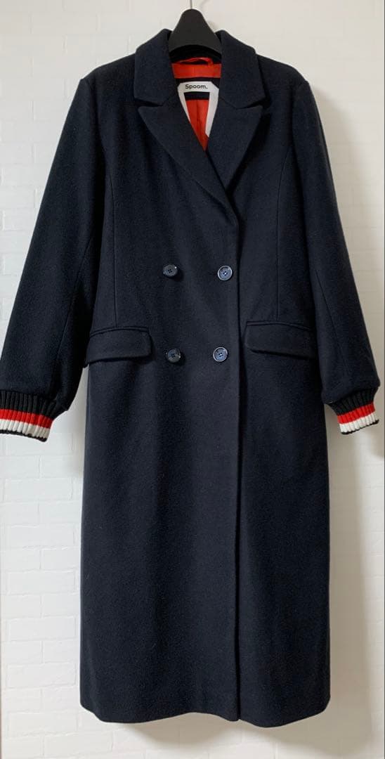 Spoom ネイビー ダブルブレスト チェスターコート　38 M