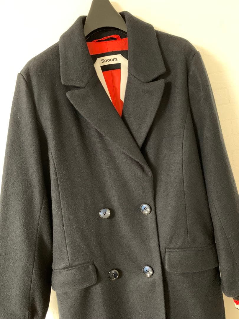 Spoom ネイビー ダブルブレスト チェスターコート　38 M