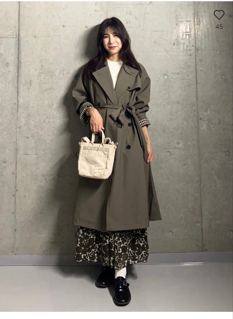 【美品】ユニクロトレンチコートリラックスフィット　カーキ XL