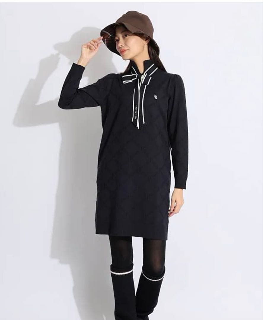 パーリーゲイツ　ダイヤロゴ柄ハイネックワンピース