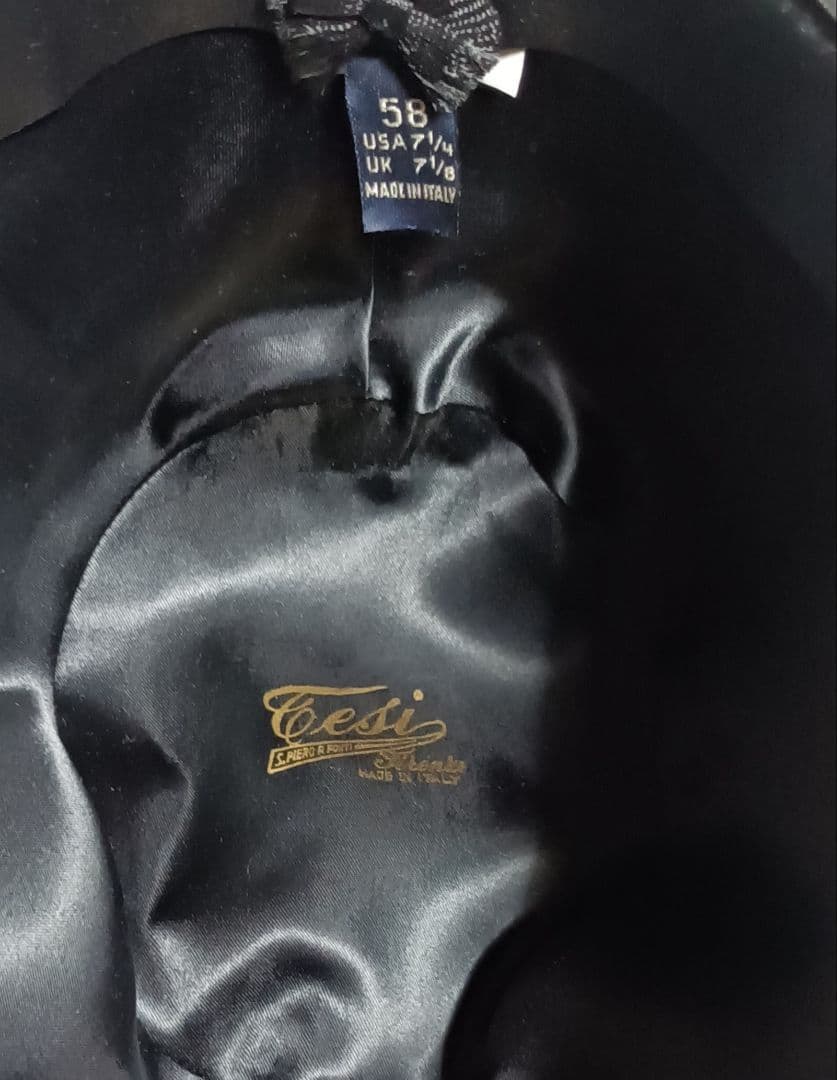 Tesi メンズ　フェルト中折れ帽　ブラック 58cm イタリア製 ボルサリーノ