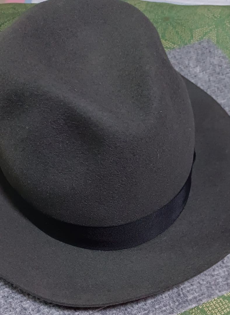 Tesi メンズ　フェルト中折れ帽　ブラック 58cm イタリア製 ボルサリーノ