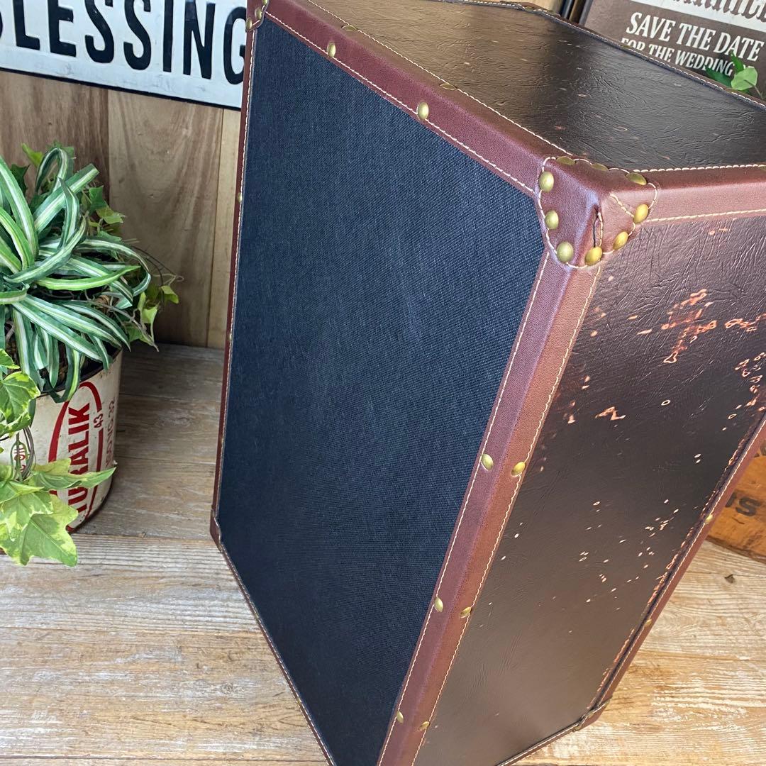 訳あり品！！アンティークビンテージ調レザートランクチェスト四段洋タンス収納木製