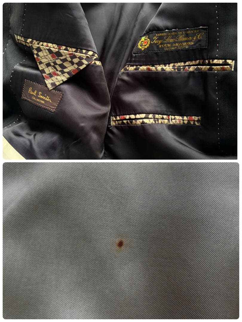 【XLサイズ】ポールスミスコレクション×ロロピアーナ スーツ 裏地総柄 ブラック