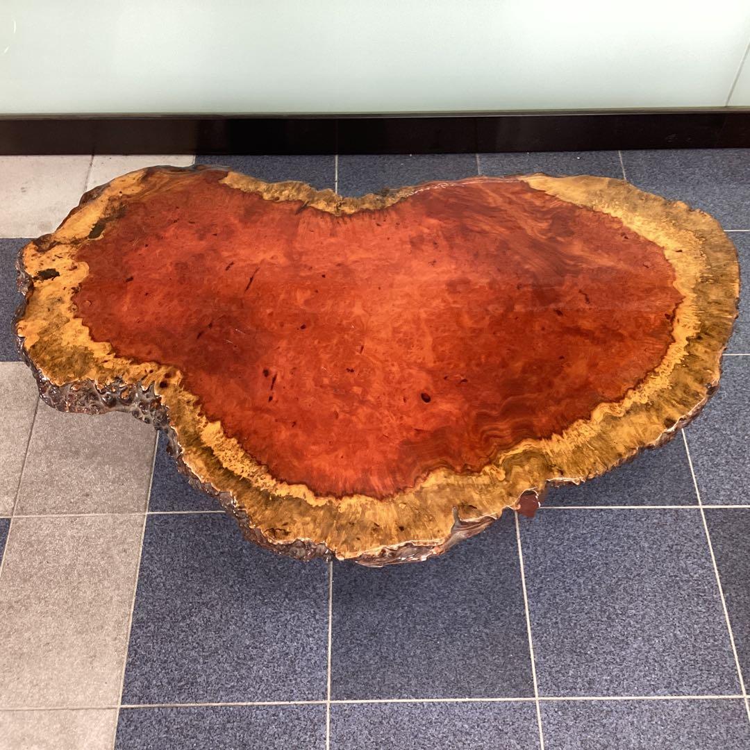 天然木　一枚板　座卓　テーブル　レトロ　アンティーク