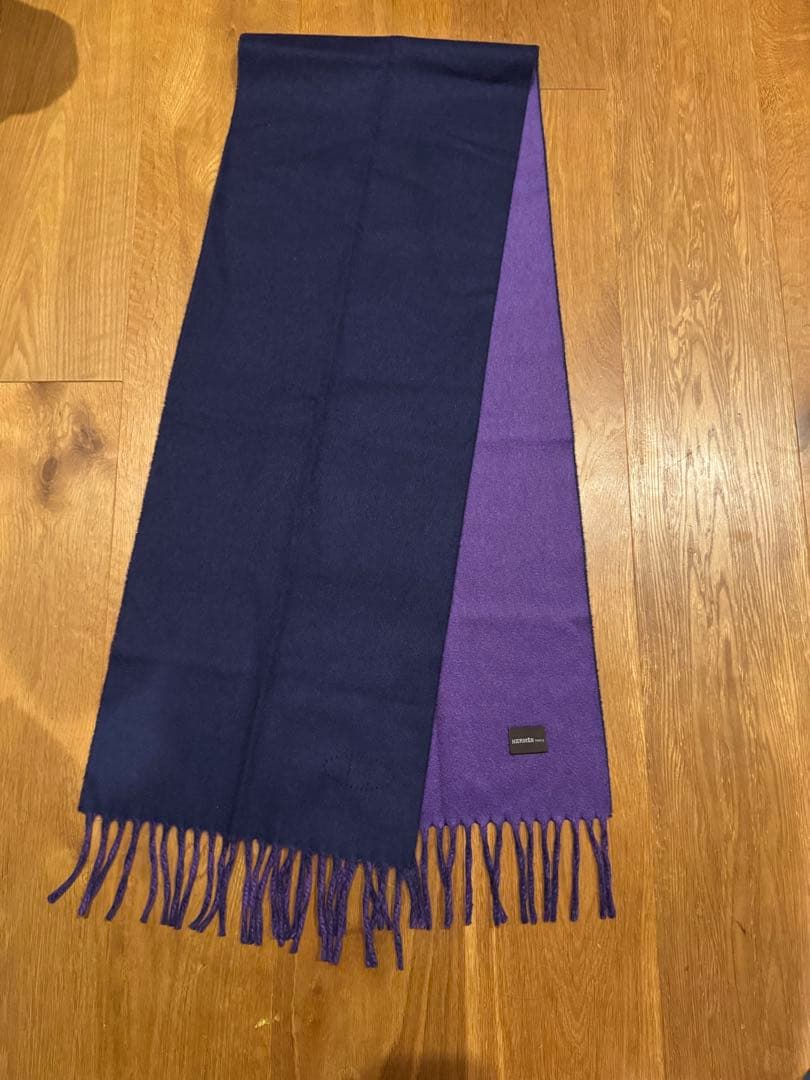 HERMES ネイビー/パープル マフラー