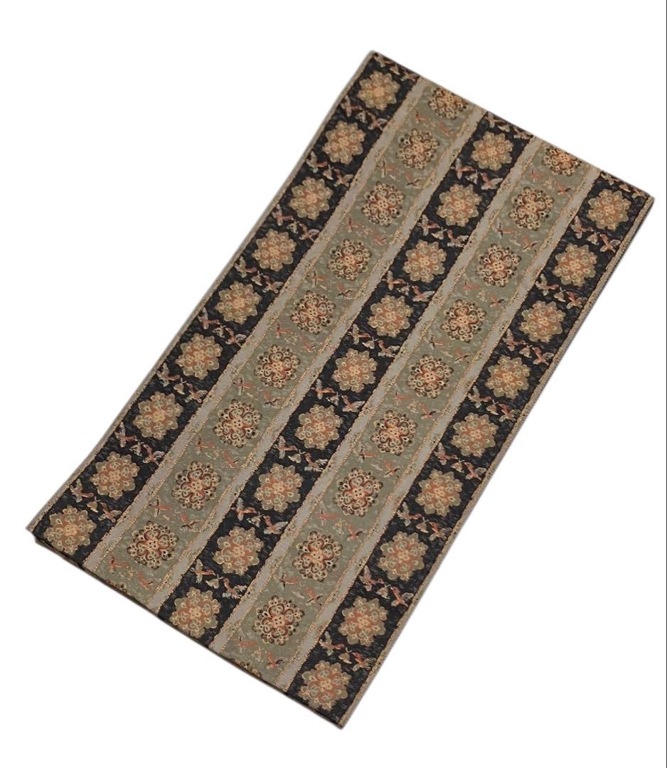 博多織 小森草木染工房 袋帯 全通柄 正絹 長斑錦華鳥紋 未使用 イ6300