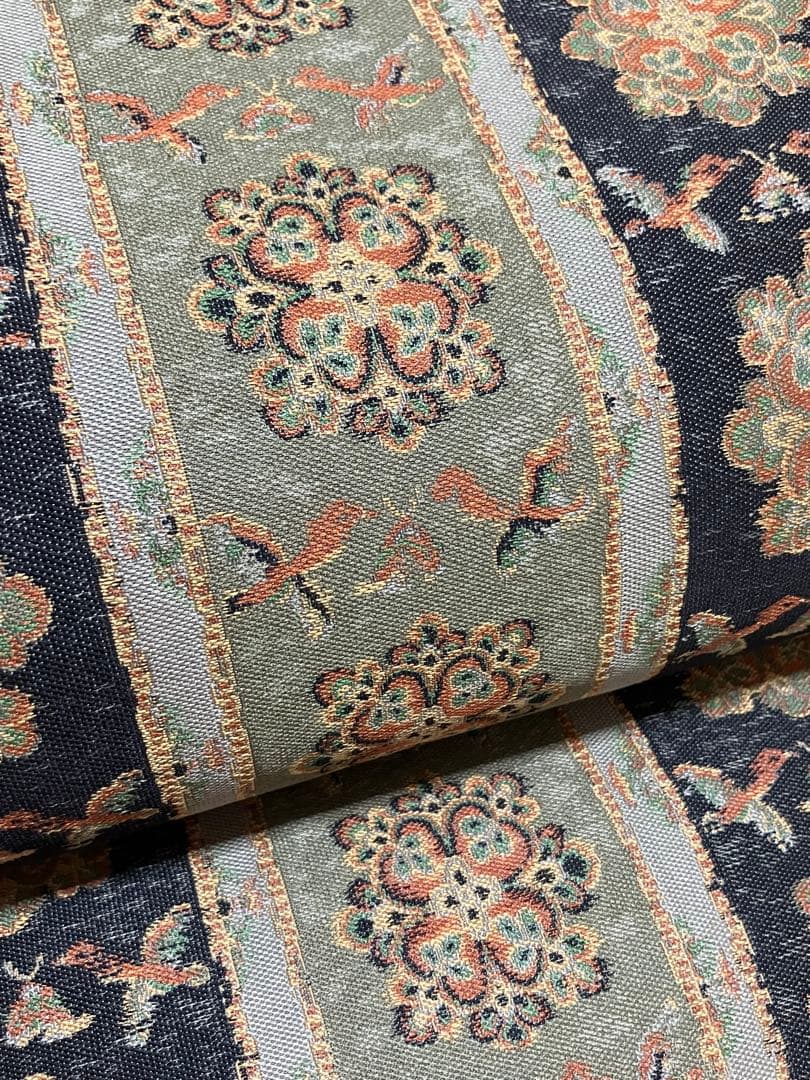 博多織 小森草木染工房 袋帯 全通柄 正絹 長斑錦華鳥紋 未使用 イ6300