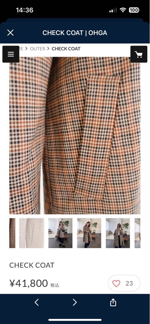 ジャケット・アウター CHECK COAT | OHGA