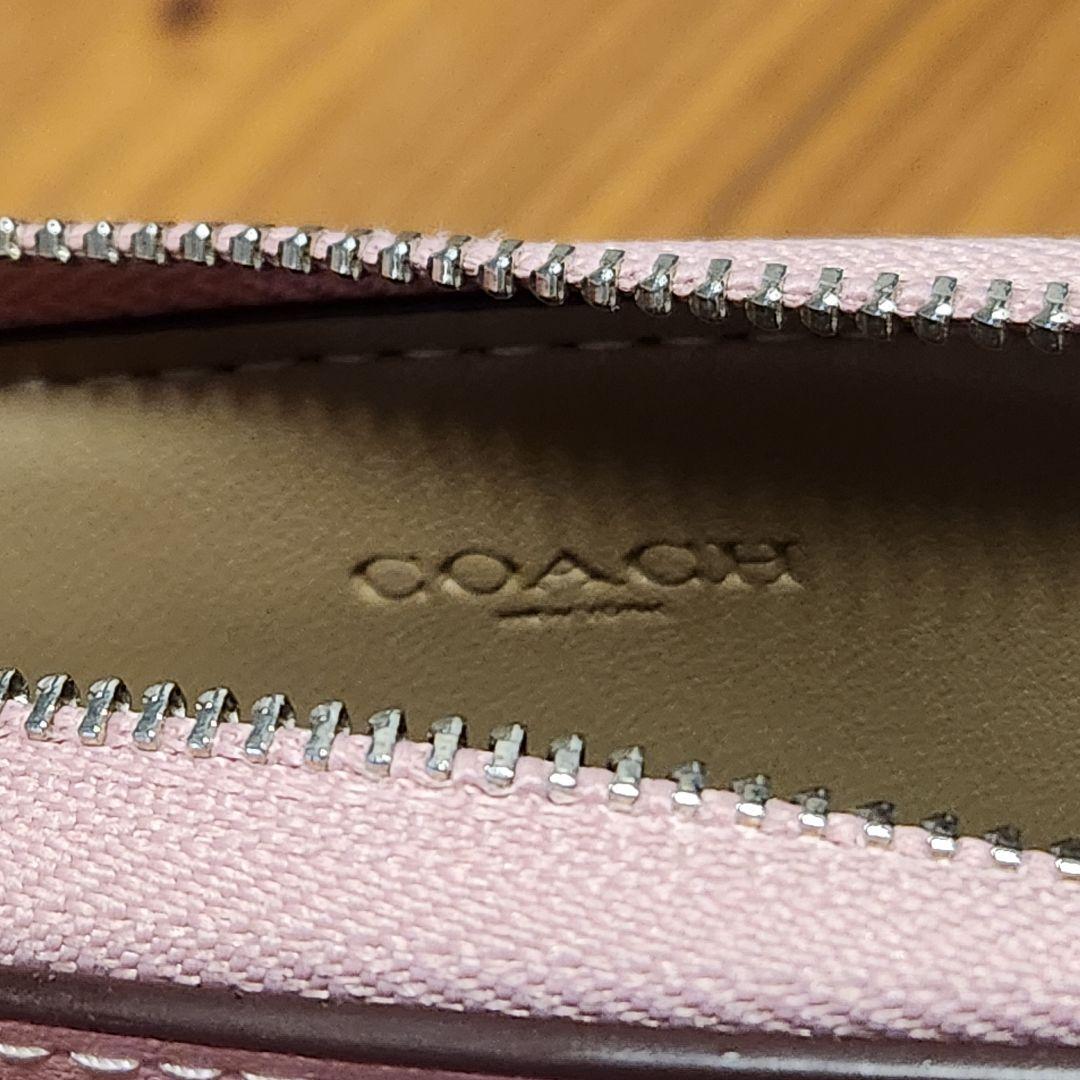 美品 COACH コーチ 財布 カードケース ケース ピンク チェーン