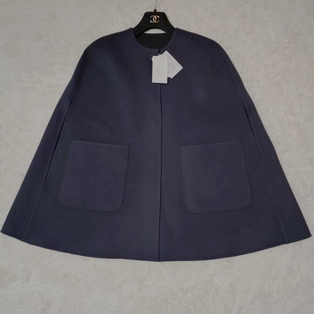 新品✨　ユナイテッドアローズ バイカラーリバーケープ　ネイビーブラック　ポンチョ