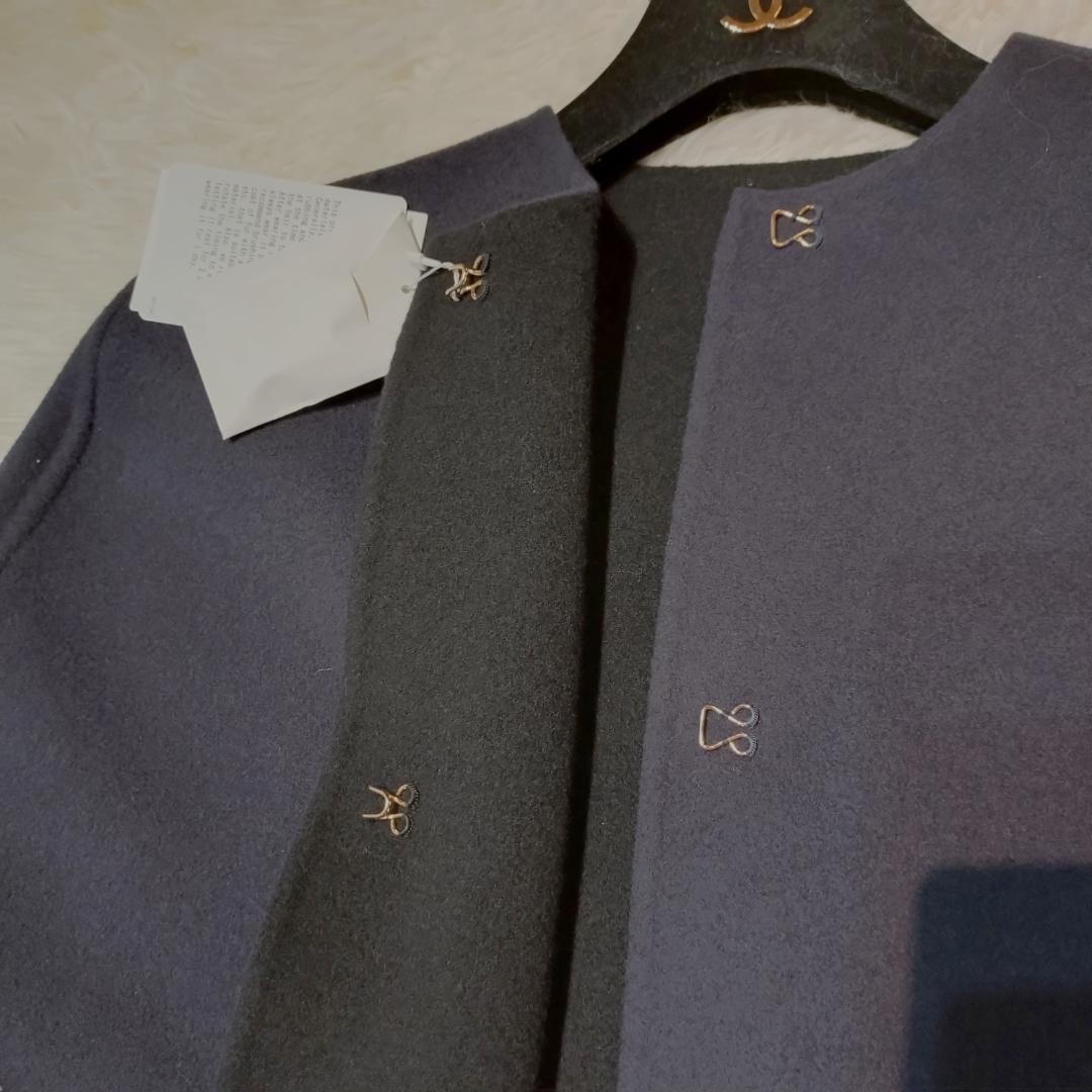 新品✨　ユナイテッドアローズ バイカラーリバーケープ　ネイビーブラック　ポンチョ