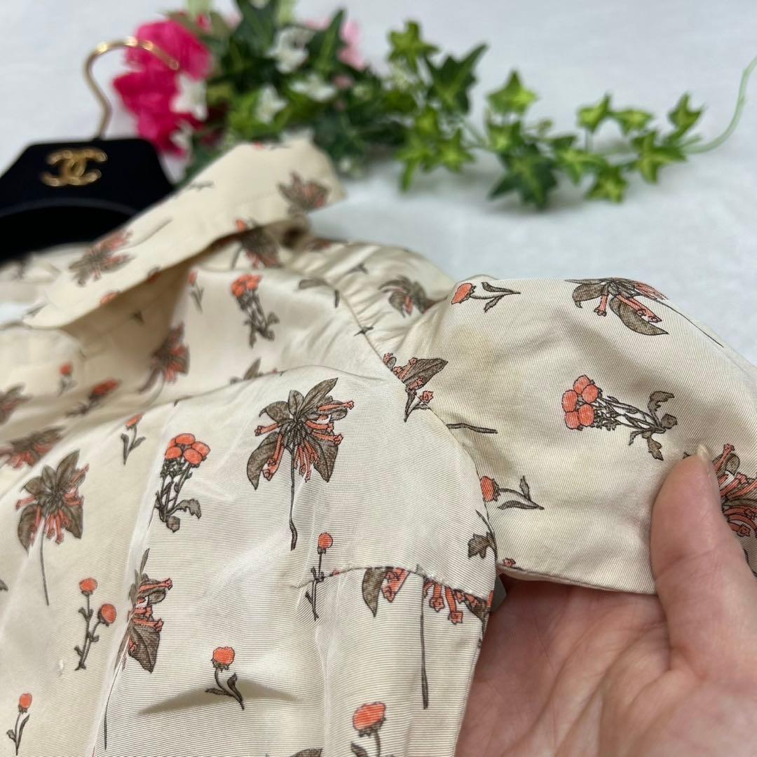 G573 M 38 プラダ ベルト付き 花柄 イタリア製 トレンチ レディース