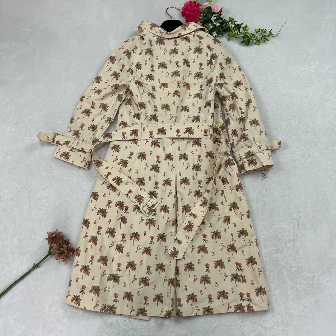 G573 M 38 プラダ ベルト付き 花柄 イタリア製 トレンチ レディース