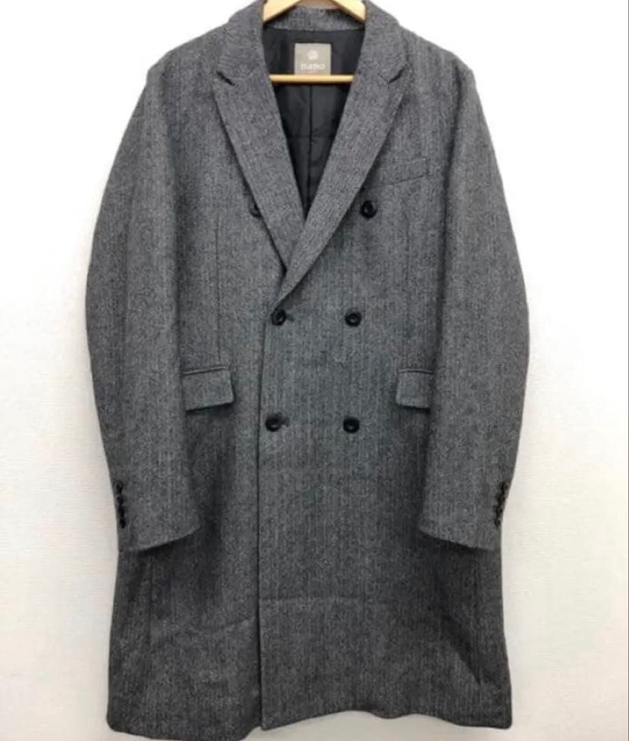 nano universe ヘリンボーンダブルチェスターコート L