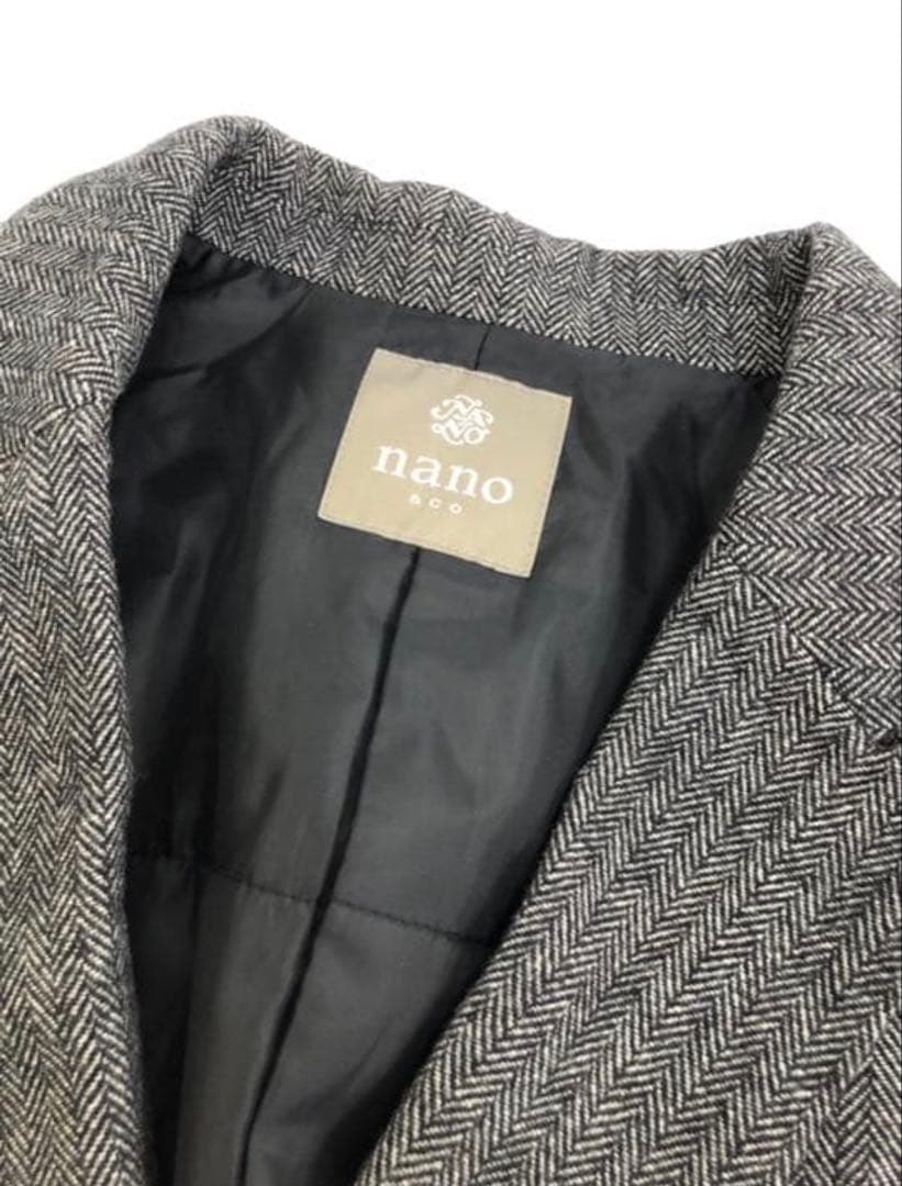nano universe ヘリンボーンダブルチェスターコート L