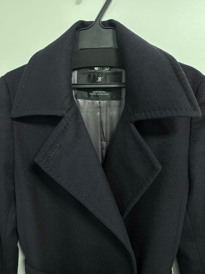 極美品11号 濃紺イネドINED カシミヤ100%ラップコート冠婚葬祭フォーマル