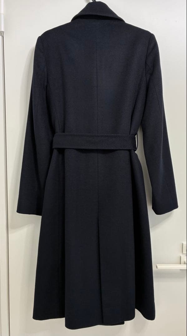 極美品11号 濃紺イネドINED カシミヤ100%ラップコート冠婚葬祭フォーマル