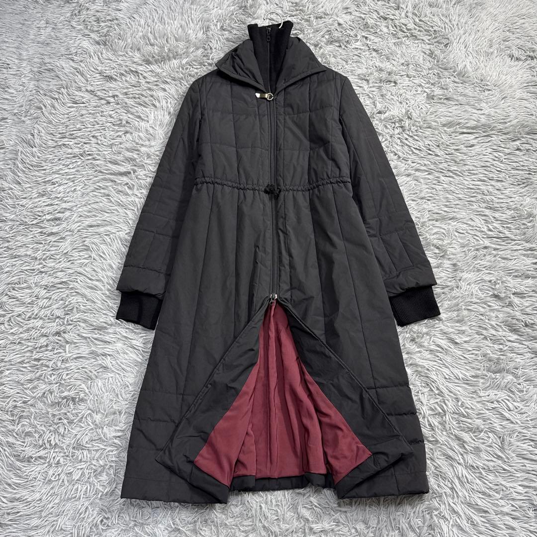 美品✨シビラ 中綿 ロングダウンコート Aライン リブニット ブラック ボルドー