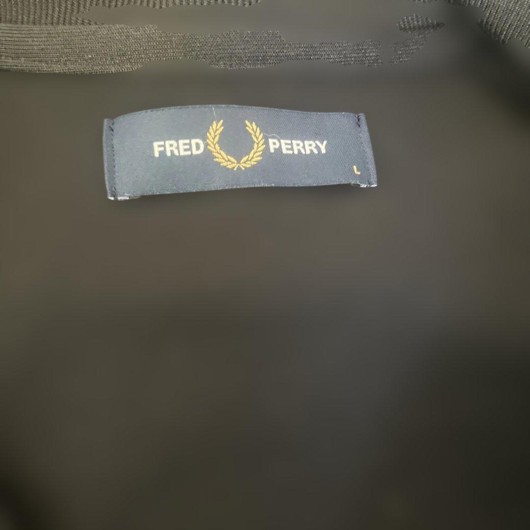 フレッドペリー トラックジャケット L 黒 ホワイトライン 日本製 刺繍ロゴ