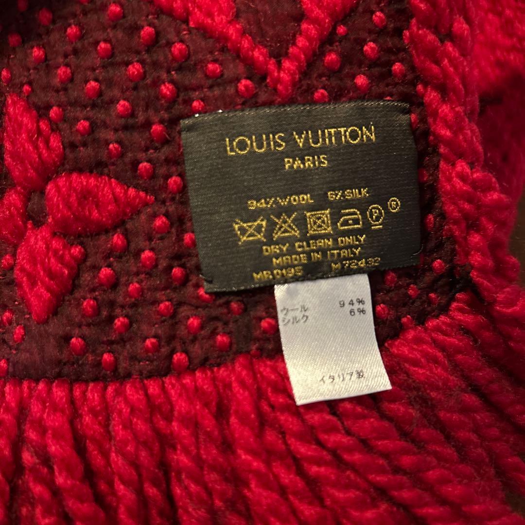 ルイ・ヴィトン ロゴ入り マフラー レッド