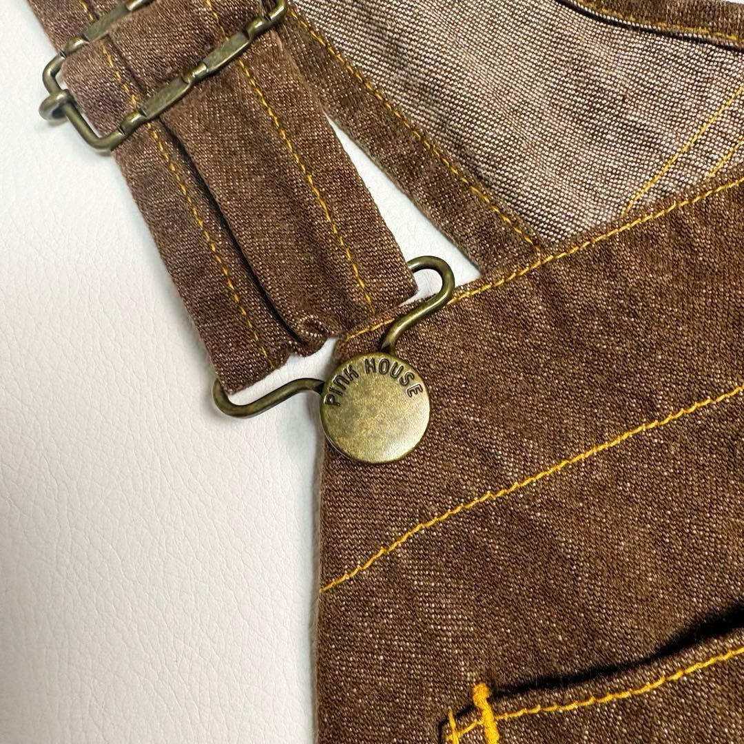 【希少色】ピンクハウス サロペット オーバーオール クマ刺繍 デニム ブラウン