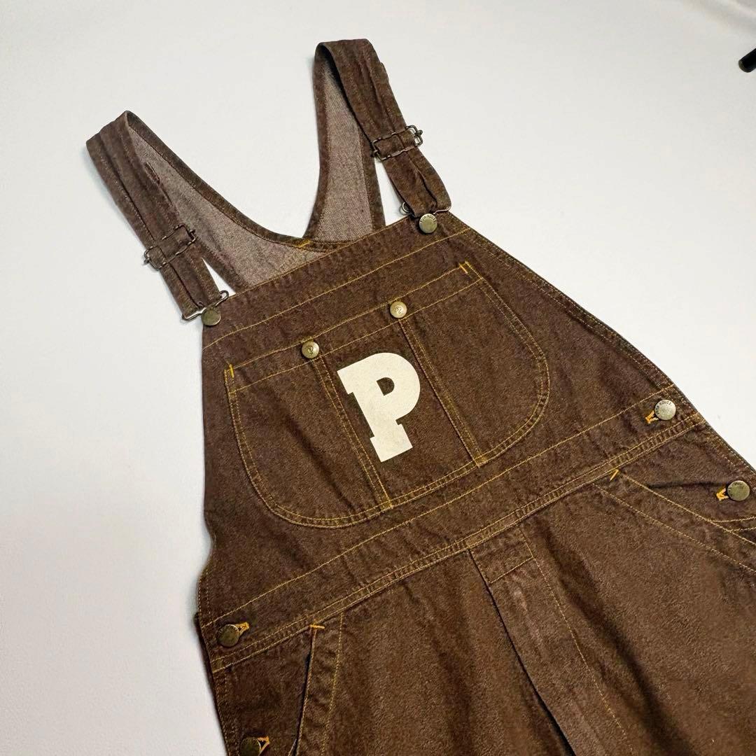 【希少色】ピンクハウス サロペット オーバーオール クマ刺繍 デニム ブラウン