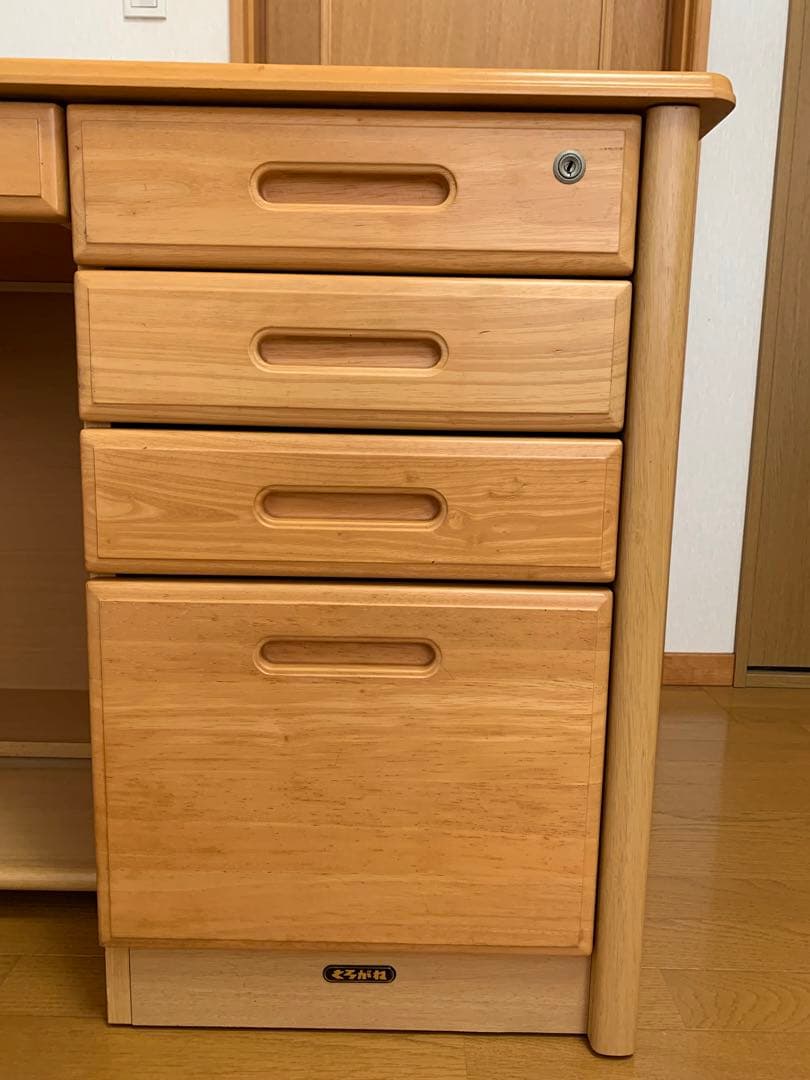 【送料無料】くろがね工作所　ナチュラルウッドデスク 学習机　鍵付き　美品　事務机