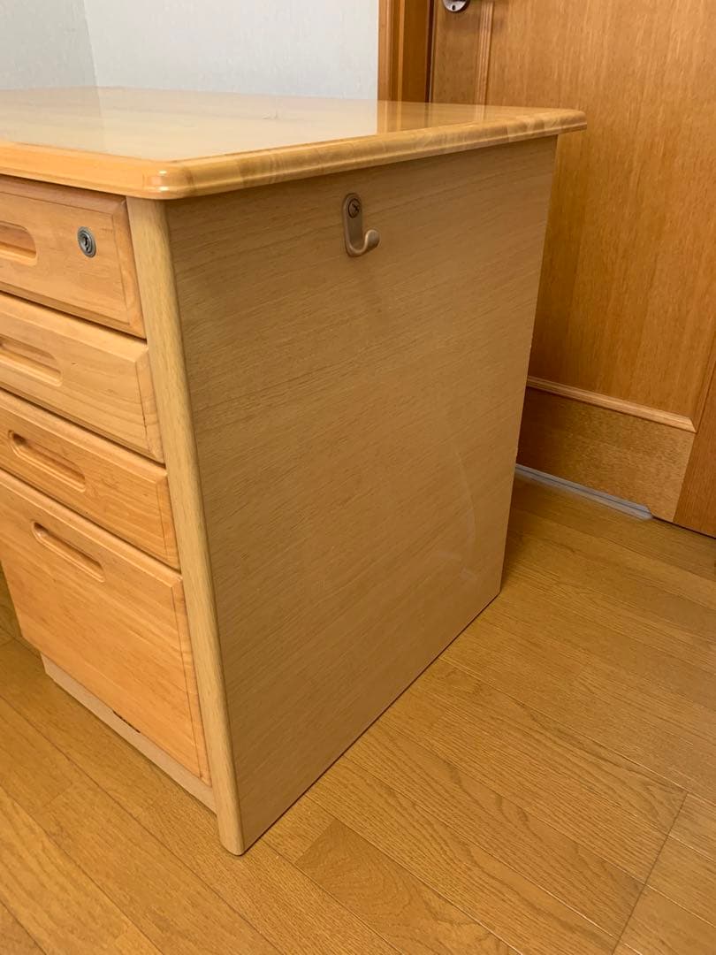 【送料無料】くろがね工作所　ナチュラルウッドデスク 学習机　鍵付き　美品　事務机