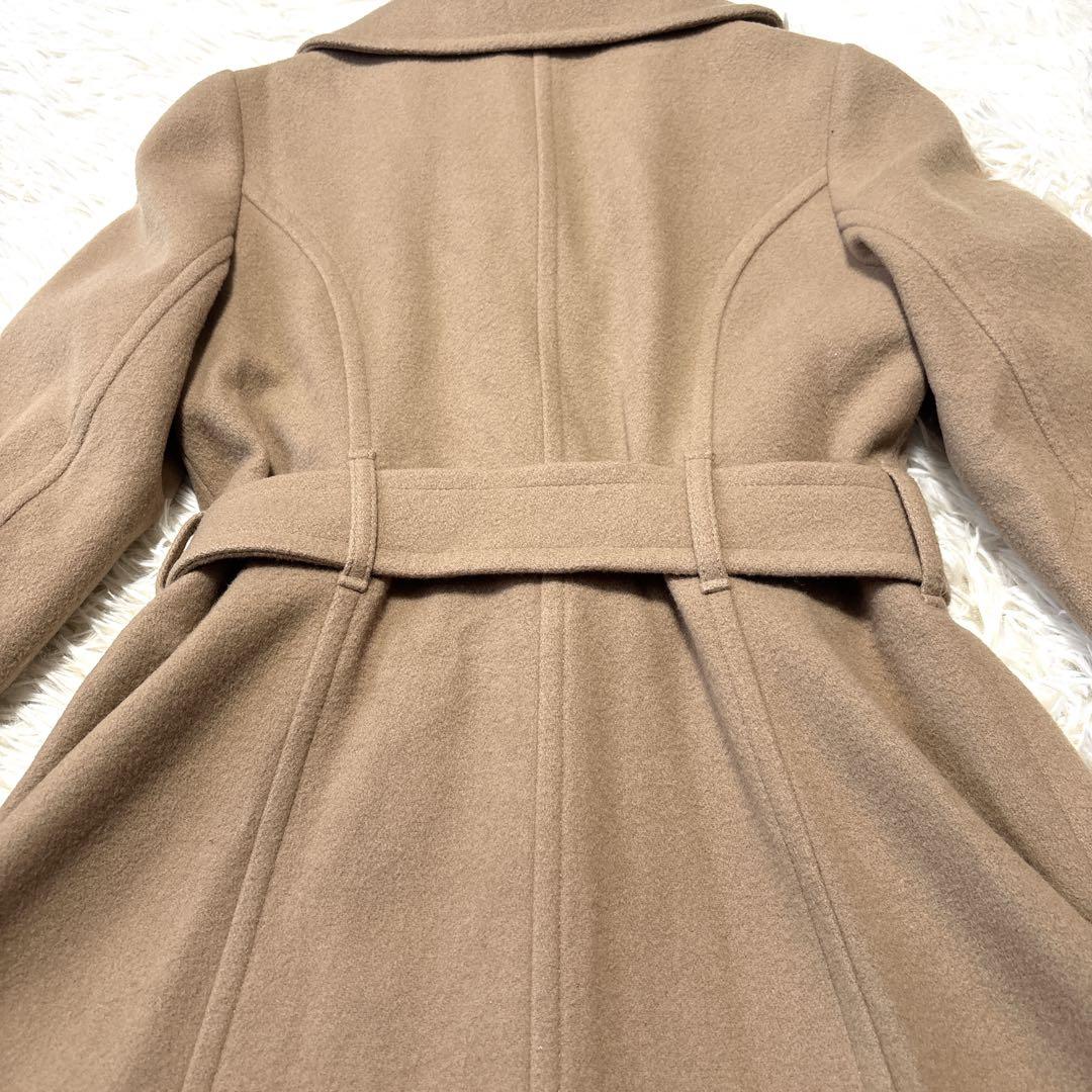 【美品】BURBERRY ベルト付き Aラインウールコート キャメル38
