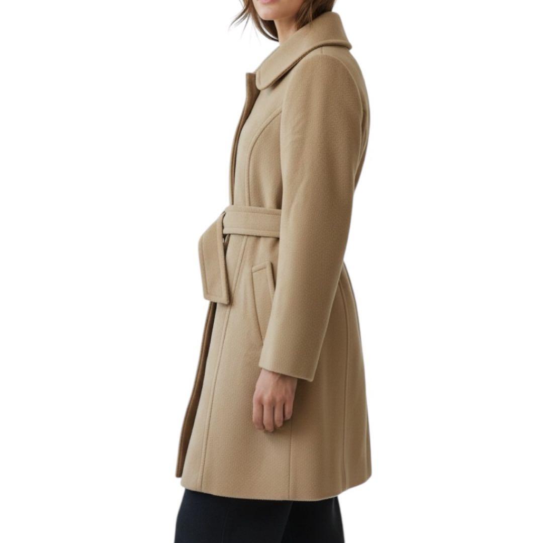 【美品】BURBERRY ベルト付き Aラインウールコート キャメル38