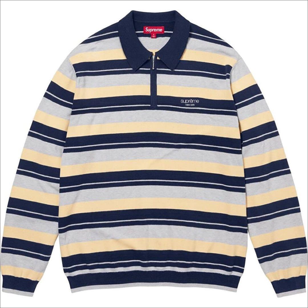 トップス Supreme Stripe Zip L/S Polo