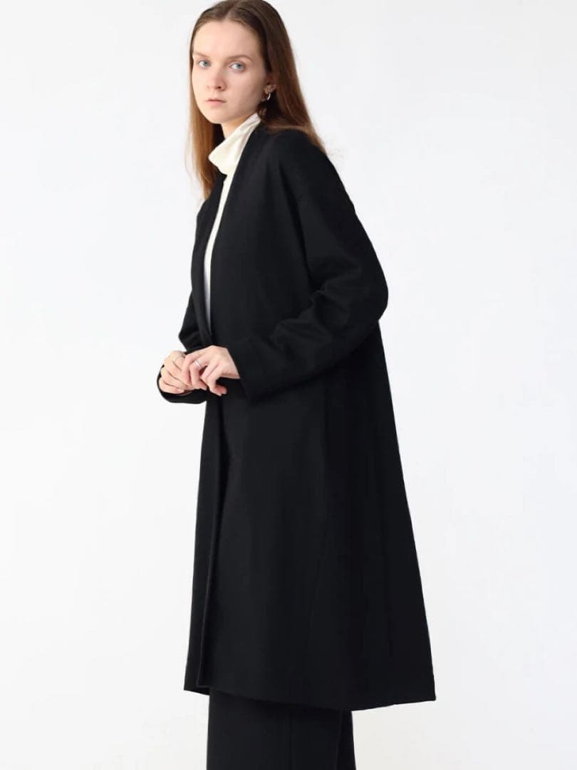 【新品】 Aga ウール スムース ガウンジャケット ノーカラー 日本製