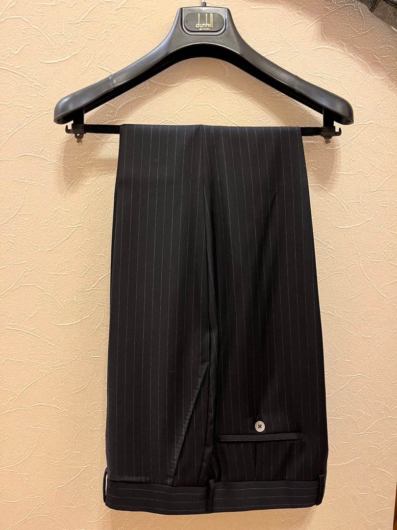 【美品】 dunhill ブラック ストライプ ダブル セットアップスーツ