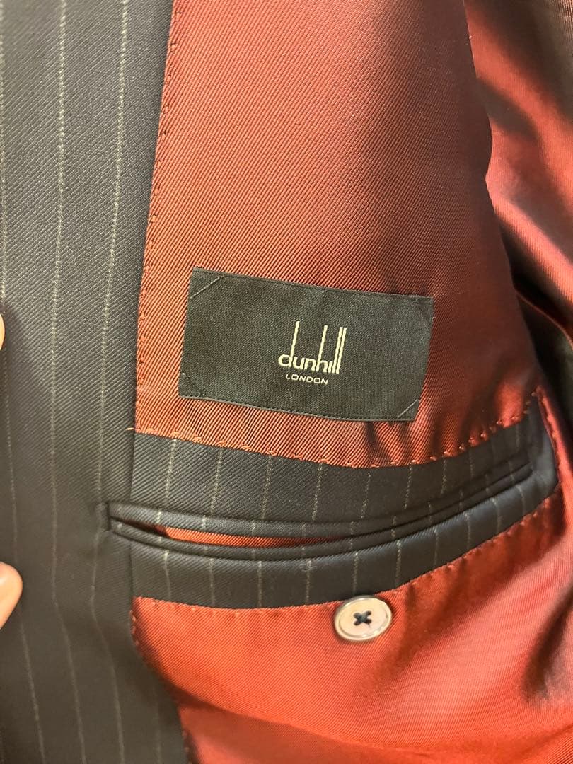 【美品】 dunhill ブラック ストライプ ダブル セットアップスーツ