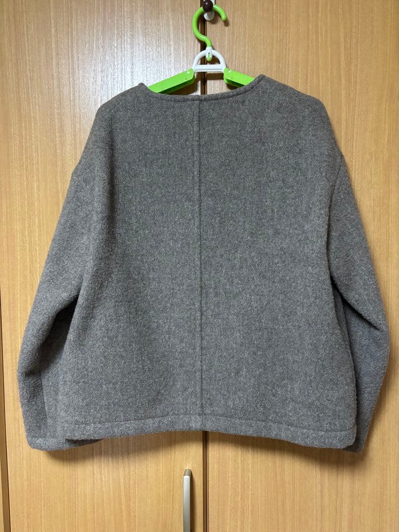 danton ウールカラーレスジャケット　ダントン　グレイッシュベージュ