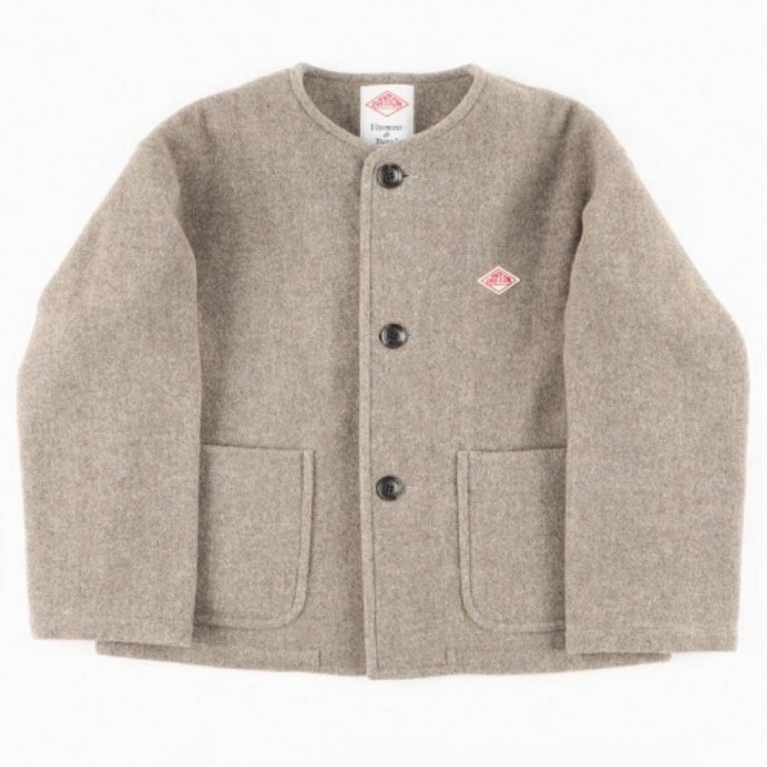 danton ウールカラーレスジャケット　ダントン　グレイッシュベージュ
