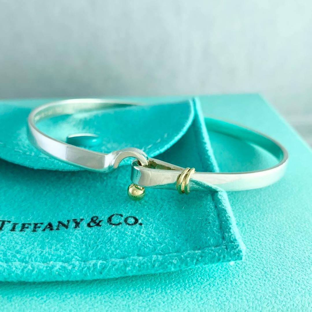 箱袋付き ティファニー フック&アイ バングル ゴールド ブレスレット WG1