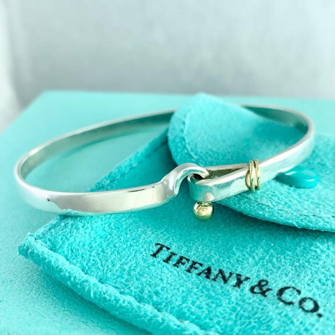 箱袋付き ティファニー フック&アイ バングル ゴールド ブレスレット WG1