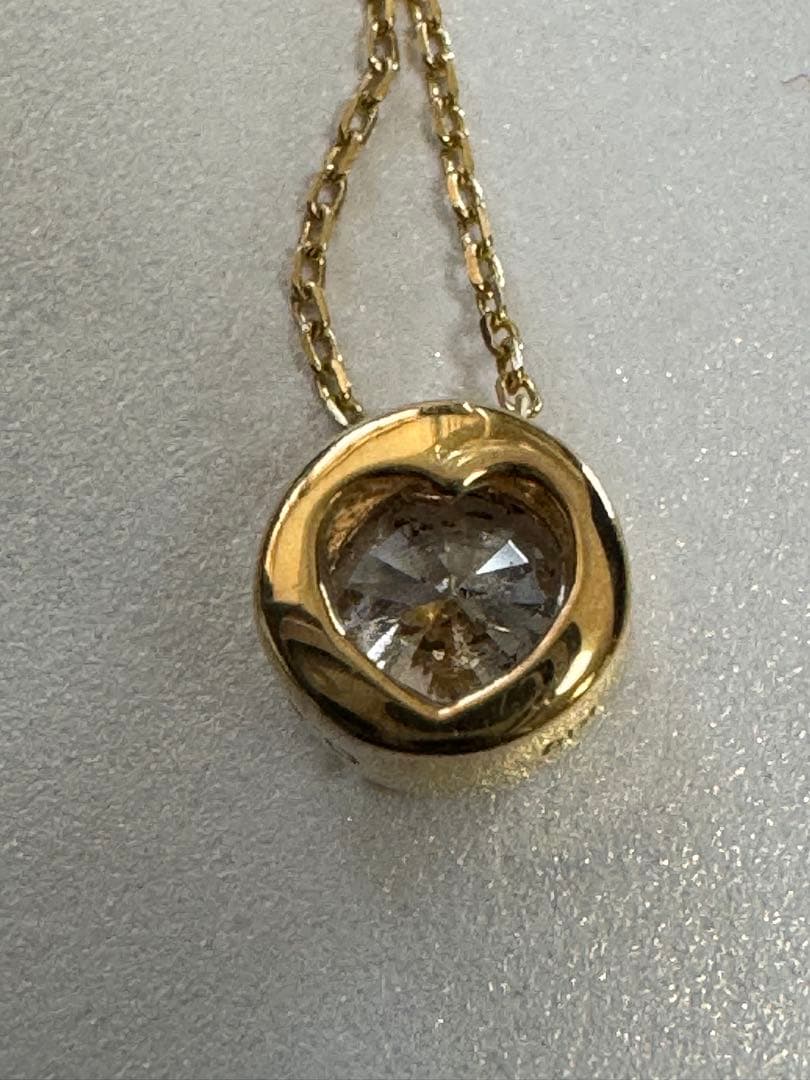 K18YG ダイヤモンド ネックレス 0.30カラット フクリン 一粒