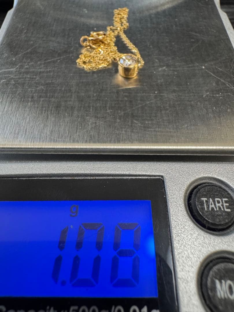 K18YG ダイヤモンド ネックレス 0.30カラット フクリン 一粒