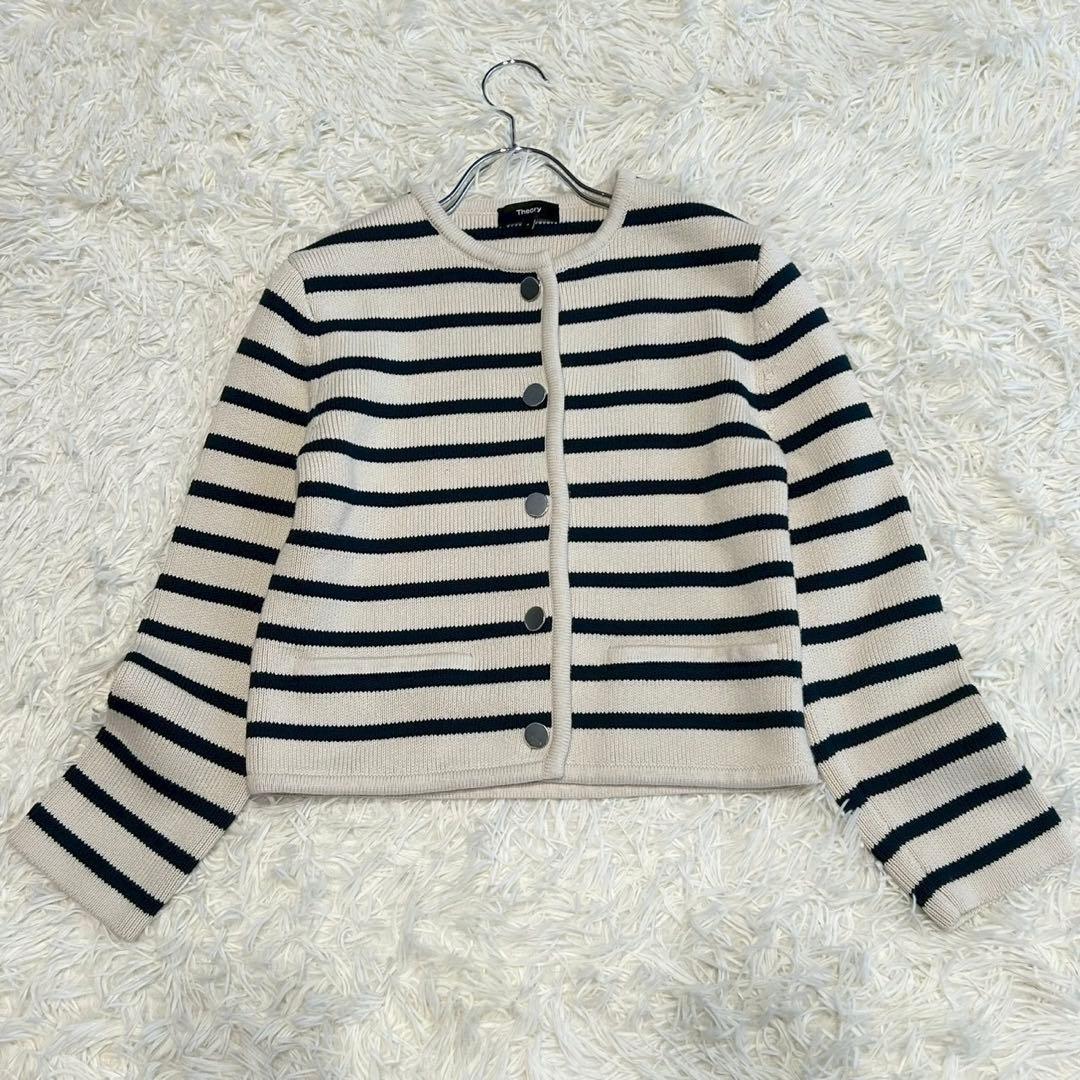 ✨未使用級✨ セオリー 2024年 ストライプジャケット 綿100% 洗える