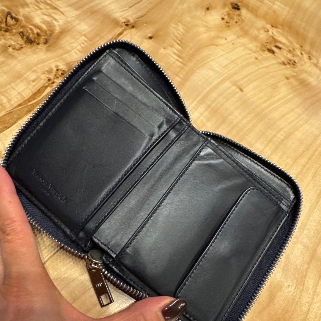 マルジェラレザー 二つ折り財布 ネイビー