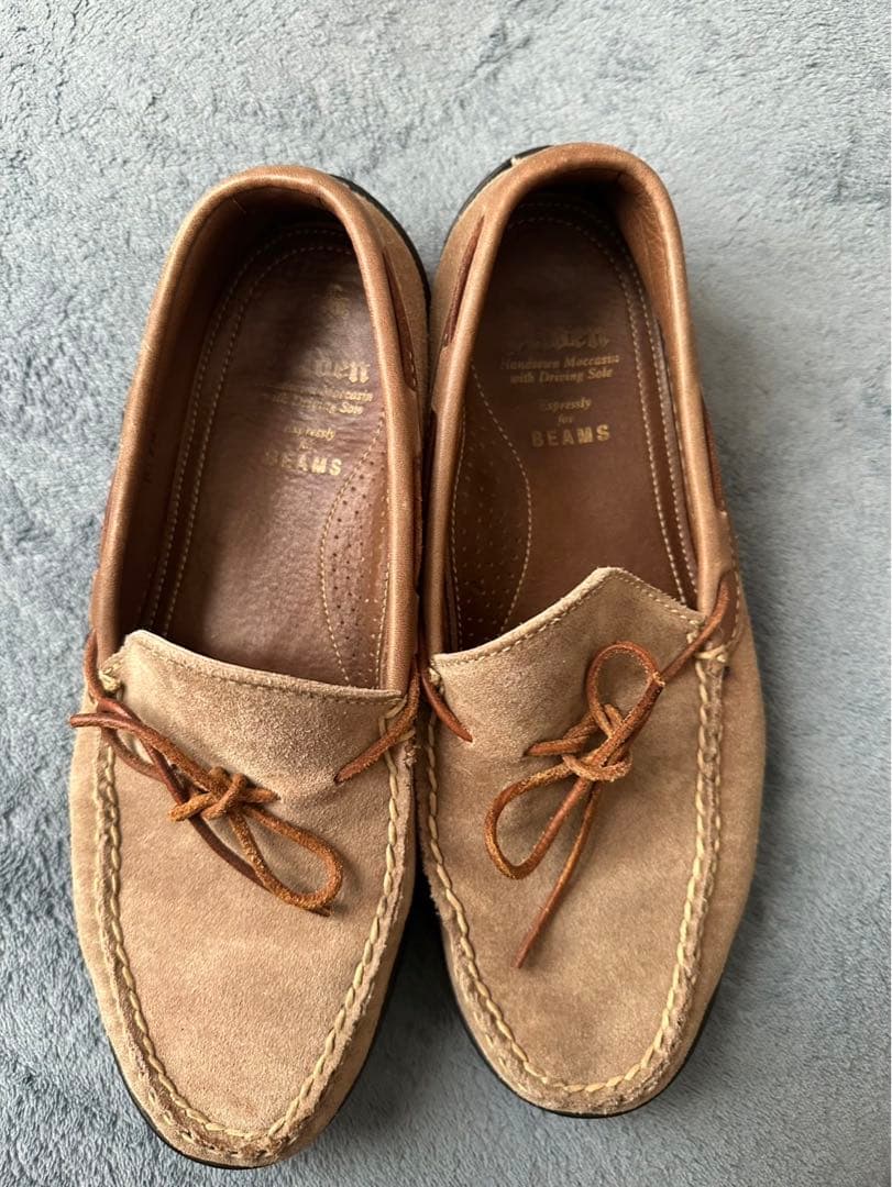 BEAMS×Aldenスエード モカシン　ベージュ