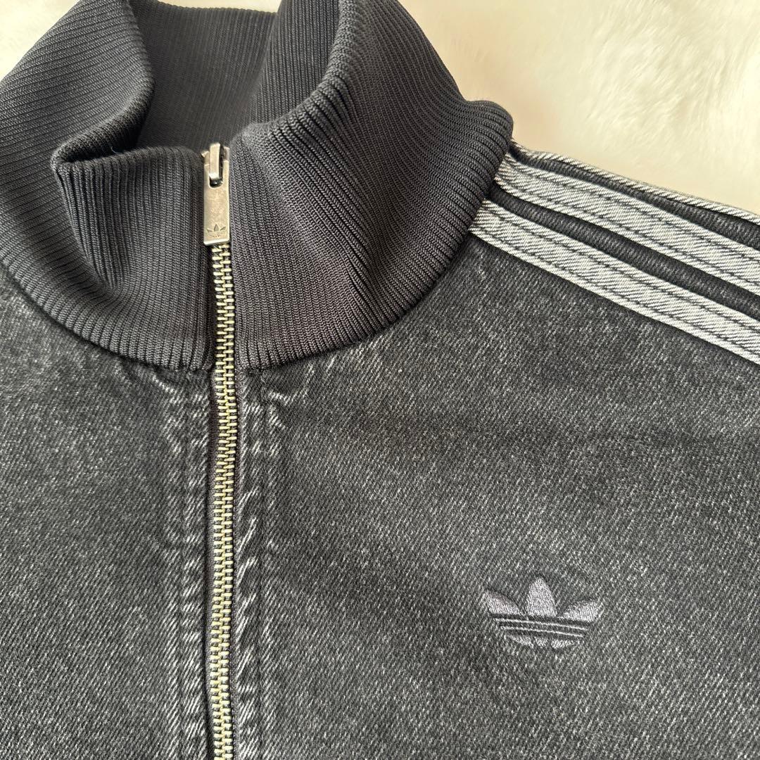 adidas デニムトラックトップ xsブラック　デニムジャケット　y2k